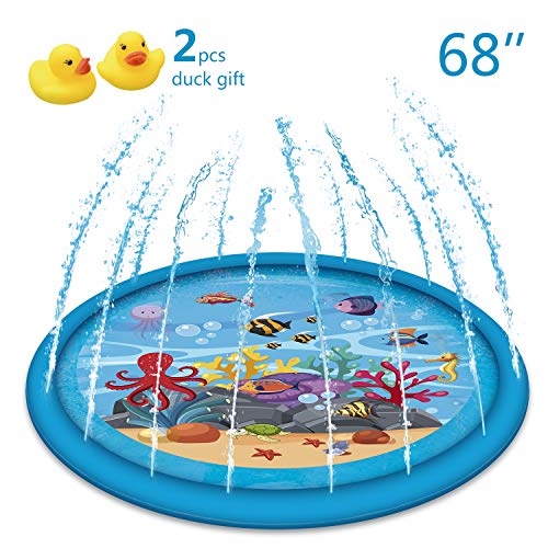 Apopbeaty 2019 New Sprinkle and Splash Play Mat 68"+ Mini Yellow Duck,Water Fun Toys for Children Toddlers Boys Girls Kids Outdoor Party Water Inflatable Play Pad Summer Fun Backyard