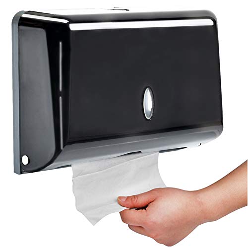 Paper Towel Dispensers, Commercial Toilet Tissue Dispensers Wall Mount Paper Towel Holder C-Fold/Multifold Paper Towel Dispenser for Bathroom, Kitchen(Black)