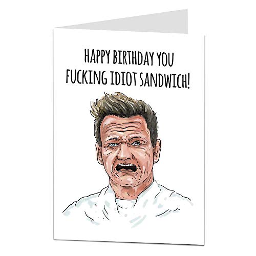 Funny Happy Birthday Card For Men & Women Offensive Rude Idiot Sandwich Joke Blank Inside For Personal Greeting