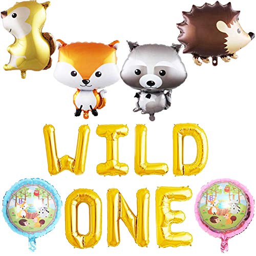 Book Cover HEETON Wild One Balloons, Woodland Fox Balloons, Feather Arrow Teepee Boho Tribal Party Banner, Wild One Baby Shower 1st Birthday Party Supplies Decorations