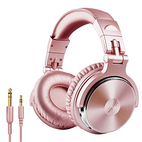 OneOdio Over Ear Headphones for Women and Girls, Wired Bass Stereo Sound Headsets with Share Port, 50mm Driver Rose Gold DJ Headsets with Mic for PC, Phone, Laptop, Guitar, Piano, Mp3/4, Tablet (Pink)