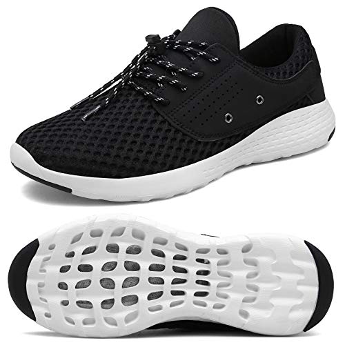 Book Cover UBFEN Womens Water Shoes for Barefoot Shower Swimming Diving Surfing Upstream Yoga Running Walking Fashion Sneakers Boating Fishing Aqua Shoes 6 B / 5.5 D Black White
