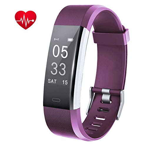 Lintelek Fitness Tracker, Activity Tracker with Heart Rate Monitor, Waterproof Smart Fitness Watch with Sleep Monitor, Step Counter, Calorie Counter, Pedometer Watch for Kids, Women and Men (Purple)