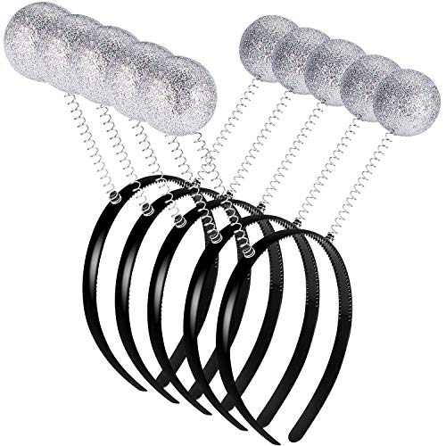 meekoo 5 Pieces Halloween Martian Alien Headband Funny Alien Antenna Headband Head Boppers for Halloween Supplies and Costume Accessory Party Silver