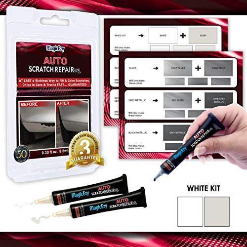 MagicEzy Auto Scratch Repairezy (White Kit) :Touch Up Paint for Cars - Precise Color Match All Makes - Remove Auto Scratches and Chips-