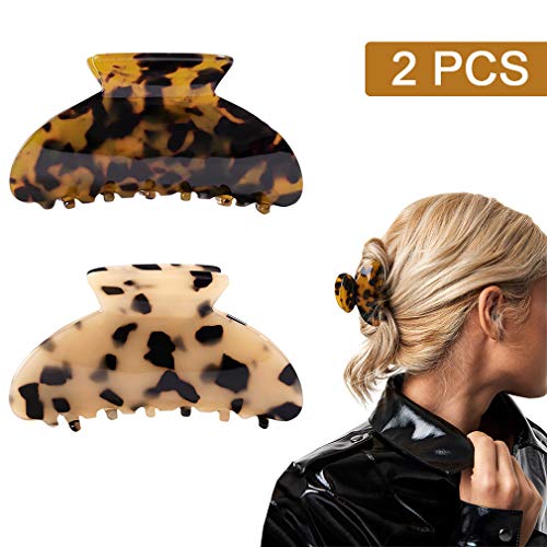 Book Cover 2PCS Hair Claw Banana Clips tortoise Barrettes Celluloid French Design Barrettes celluloid Leopard print Large Fashion Accessories for Women Girls
