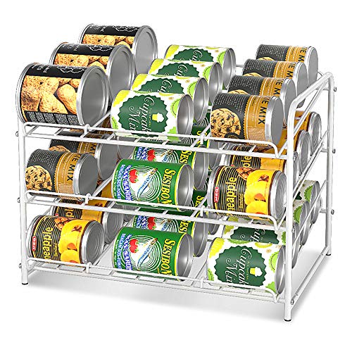 Simple Trending Can Rack Organizer, Stackable Can Storage Dispenser Holds up to 36 Cans for Kitchen Cabinet or Pantry, White