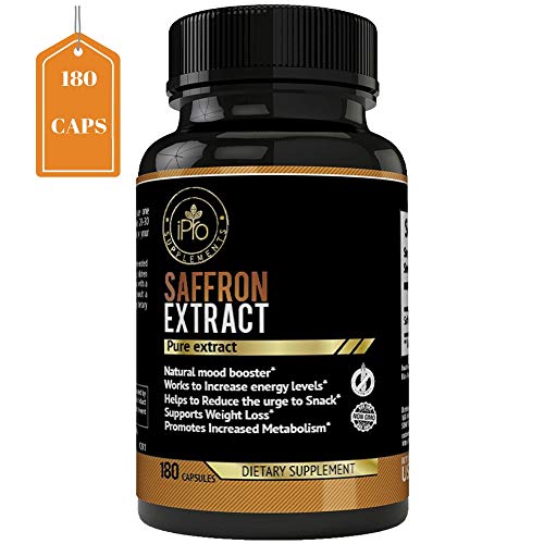 iPro Supplements 100% Pure Saffron Extract Pills 180 Natural Capsules for Weight Loss, Appetite Suppressant, Eye Vision Health, Depression, Mood Energy Booster, Improves Metabolism