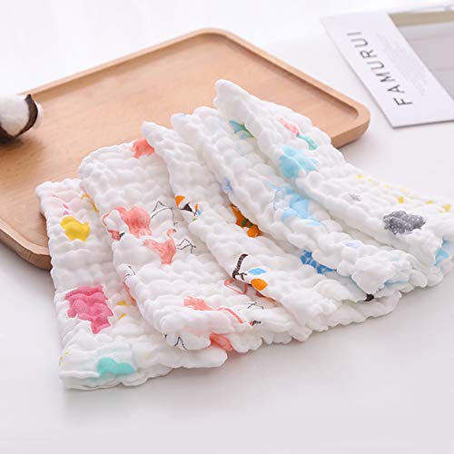 Enteer Baby Muslin Washcloths(12x12 Inches）, 100% Natural Cotton Baby Wipes, Newborn Baby as Shower Gift Face Towel and Muslin Washcloth for Sensitive Skin 5 Printing