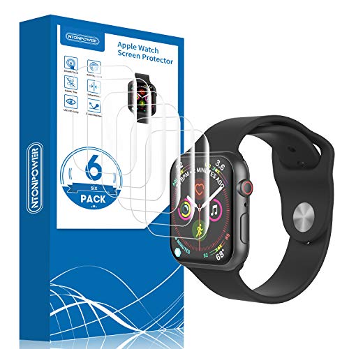 6 Pack Screen Protector for 40mm Apple Watch Series 4 , (New Technology) (Full Coverage) (Anti-Bubble) Glass Screen Protector with Lifetime Replacement Warranty (Case Friendly)