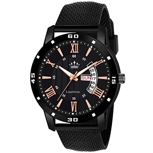 LimeStone Day and Date Functioning Black Quartz Watch for Boys - (LS2805)