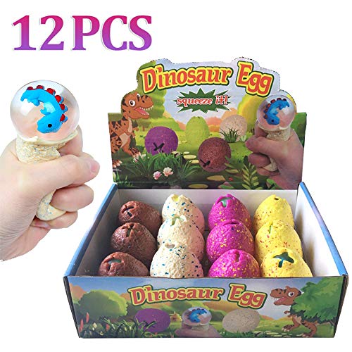 ZGWJ 12 Pack Dinosaur Eggs Stress Balls,Squeeze Ball Toys Home and Office Use Stress Relief Toys for Kids