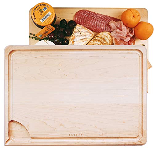 Cutting Board - American Maple Wood, Deep Groove with Well and Straining Corner