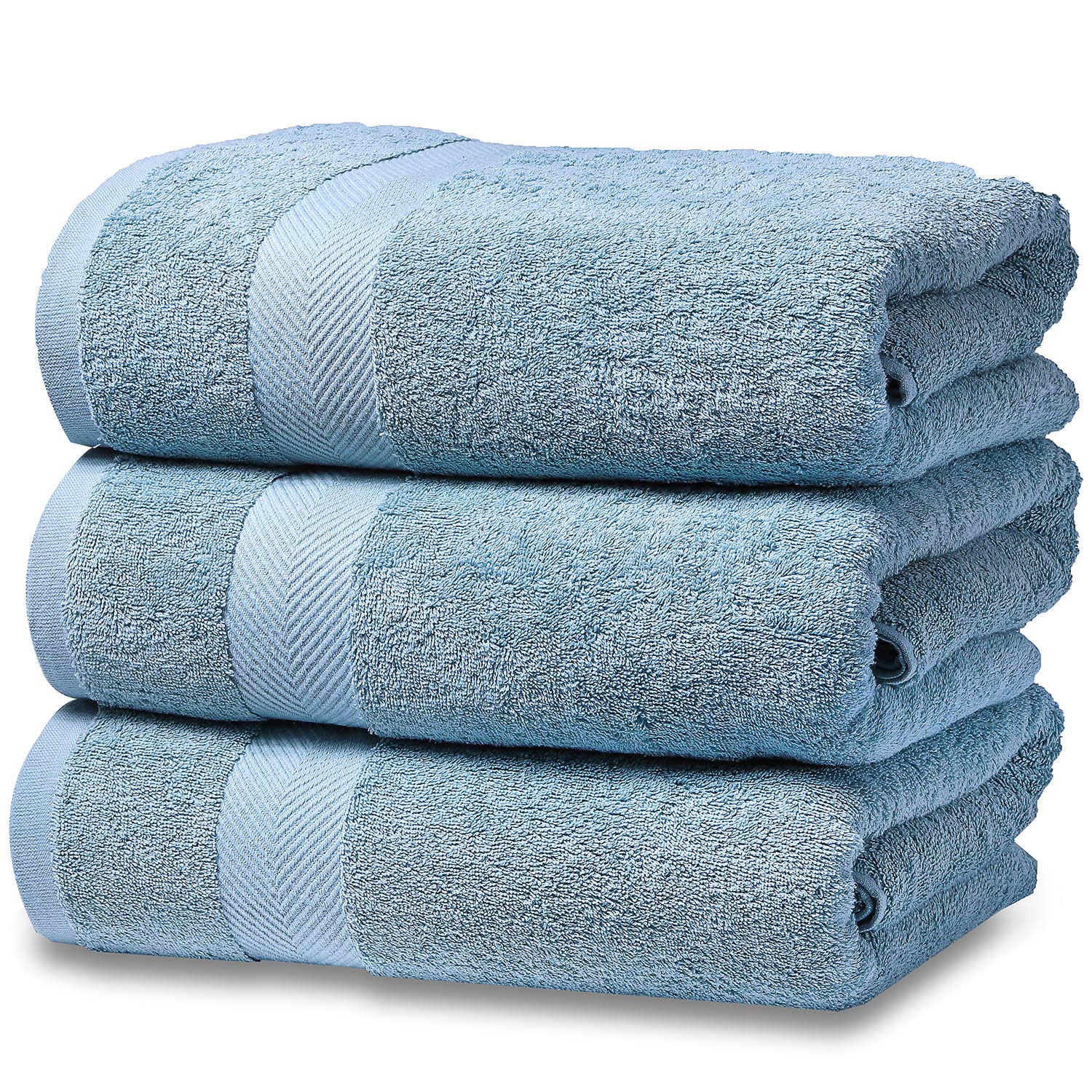 Book Cover SEMAXE Bath Towel Set (Blue+White, 3 Piece Towel Set)