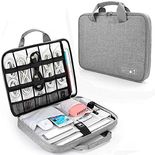 Electronics Organizer, Jelly Comb Laptop Electronic Accessories Travel Protective Carry Case for 13-14in Laptop, New MacBook, Phone, iPad 12.9'', Cables, Power Bank and More (Gray)