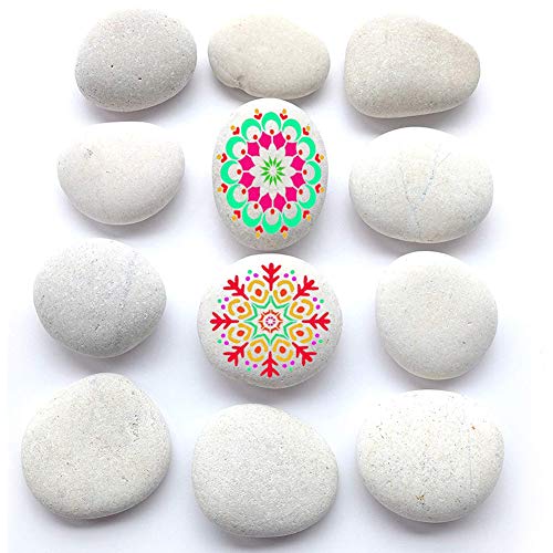 BigOtters Painting Rocks, 12 Rocks 2-3 inches Painting Kindness Rocks Mandala Painting Favors for Easter Kid Aldult Gift, About 3.7 pounds