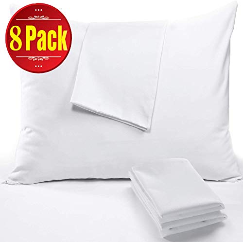 Niagara Sleep Solution 8 Pack Pillow Protectors Cases Covers Standard 20x26 Zippered Set White Soft Brushed Microfiber Reduces Respiratory Irritation Physical Threapy Clinics Hotels (8 Pack Standard)…