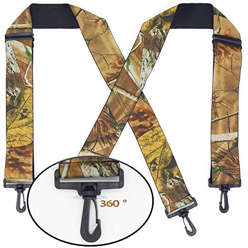Camo Suspenders with Swivel Hooks for Men Wide, Elastic Straps | Hiking, Hunting, Work, Dress Wear