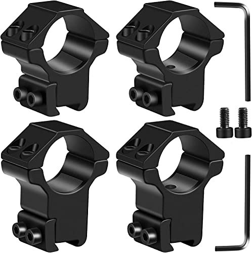 SANFEE 1'' Scope Rings 2Pcs High Profile + 2Pcs Medium Profile 1 Inch Scope Mount Rings for Picatinny/Weaver Rail - Pack of 4