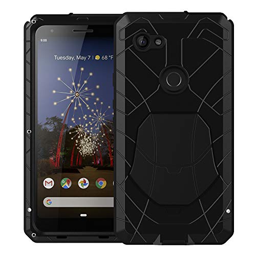 Feitenn Google Pixel 3A XL Case, Pixel 3A XL Case Heavy Duty, Gorilla Glass Armor Aluminum Alloy Metal Cover Bumper Military Shockproof Hard Defender Men Gift for Google Pixel 3A XL - Black