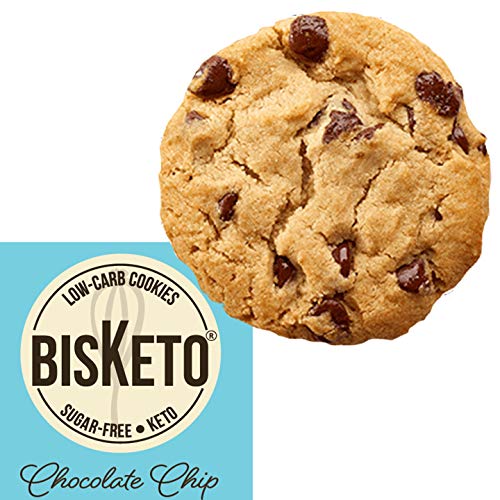 Low Carb Cookies BisKeto - Keto Snacks, Low Net Carbs, Sugar & Gluten Free, Ketogenic Diet Friendly & Healthy Snack Food - Box with 12 (Chocolate Chip)