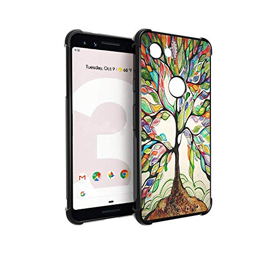 Book Cover BYBART Google Pixel 3a XL Case, [Scratch Resistance + Shock Absorption] Slim Flexible Protective Silicone Cover Phone Case for Google Pixel 3a XL - Colorful Tree