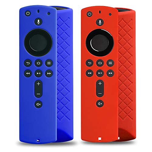 2 Pack Remote Covers for Fire TV Stick, Remote Case Compatible with Amazon Fire Stick Alexa Remote, Firetv4k TV Stick Remote - Silicone Firestick Remote Case, Firestick Cover (Blue and Red)
