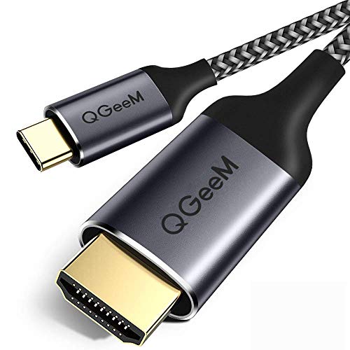 USB C to HDMI Cable Adapter,QGeeM 4FT Braided 4K@60Hz Cable Adapter(Thunderbolt 3 Compatible)Compatible with iPad Pro,MacBook Pro 2018 iMac,ChromeBook Pixel,Galaxy S9 Note9 S8 Surface Book HDMI USB-C
