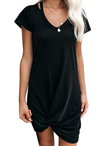 Dearlovers Womens Short Sleeve Tshirt Dresses Side Knot Mini Dress