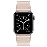 MARGE PLUS Compatible with Apple Watch Band Series SE 8 7 6 5 4 3 2 1 Ultra 49mm 45mm 41mm 44mm 40mm 42mm 38mm, Genuine Leather Replacement Band for iWatch, Leather Apple Watch Strap for Women & Men Nude Beige