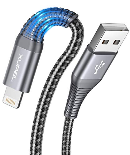 Lightning iPhone Charger Cable ã€2-Pack 6ftã€‘, JSAUX[Apple MFi Certified] Nylon Braided USB Fast Charging Cord Compatible with iPhone X Xs XR / 8/8 Plus / 7/7 Plus / 6 /6S Plus / 5 /5S / iPad(Grey)