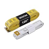 TTKLYN Tape Measure, Soft Tape Measure for Sewing Tailor Cloth Ruler, 120 Inches/300cm(Yellow) and 60 Inches/150cm(White) 2 Pack