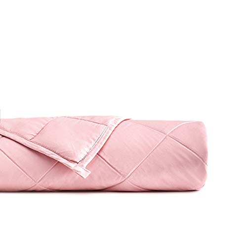 YnM Bamboo Weighted Blanket with 100% Pure Natural Bamboo Viscose | 15 lbs for 90-150 lbs Individual, 48"x 72" | Luxury Cooler Version Weighted Blanket, Pink