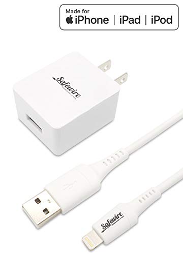 Apple Certified iPhone iPad & iPod Charger - Ultra Durable 6ft Lightning to USB Cable and 12W USB Power Adapter Wall Plug for iPhone X XS Max XR 8 Plus 7 6S 6 SE 5S 5C 5 iPad Mini Air Pro iPod (White)
