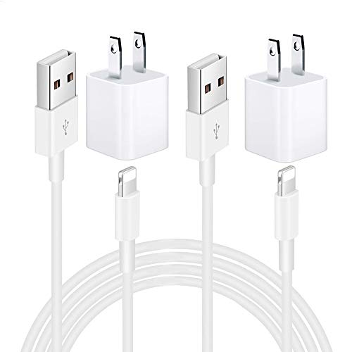 iPhone Charger, MFi Certified Cable, Travel Wall Power Adapter, [2-Pack] USB Data Charge Sync Cable Compatible with iPhone X/8 Plus/7 Plus/6s/6 Plus/6s Plus/5/5s/5c/XS/XR/XS Max/iPad/iPod