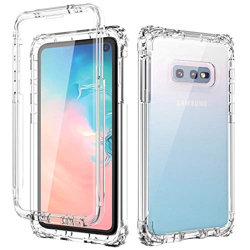 SKYLMW Case for Galaxy S10E Case,Shockproof Dual Layer High Impact Bumper Protection Plastic & Soft TPU with Built in Screen Protector Cover for Galaxy S10E 2019(5.8 inch),Clear