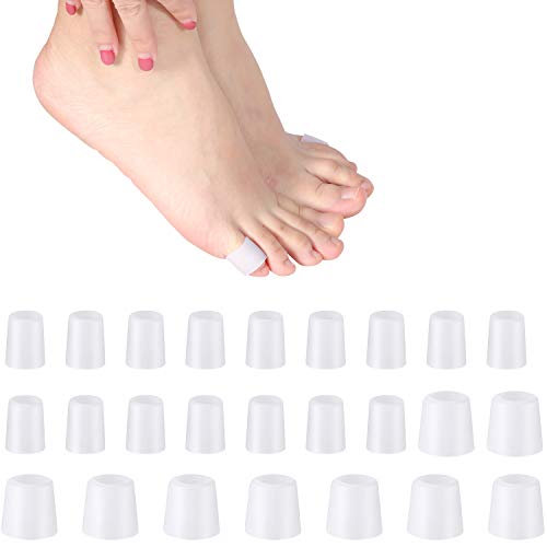 24 Pieces Toe Cushion Tube Toe Tubes Sleeves Soft Gel Corn Pad Protectors for Cushions Corns, Blisters, Calluses, Toes and Fingers
