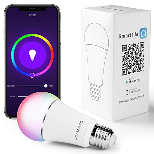 JOMARTO Smart WiFi LED Light Bulb, 2 Pack Compatible with Alexa/Google Home, 60W Equivalent Color Changing Multicolor Dimmable Light Bulb 900LM Remote Control No Hub Required (Two Pack)