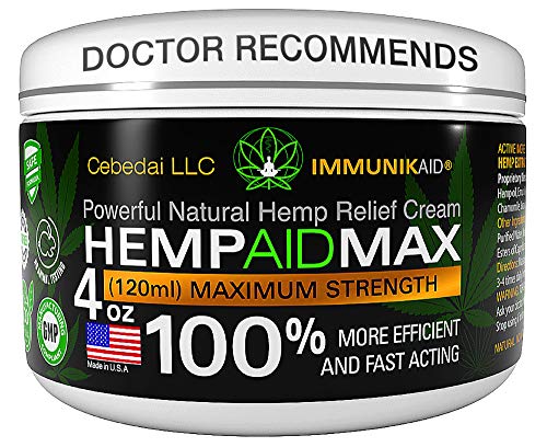 Instant Hemp Cream - Made in USA - Muscle, Foot, Shoulder, Neck, Joints and Back - Natural Hemp Oil Extract Moisturizing Gel, Lotion, Balm