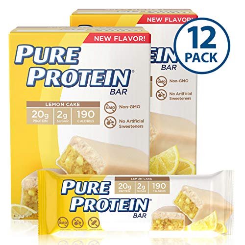 Pure Protein Bars, High Protein, Nutritious Snacks to Support Energy, Low Sugar, Gluten Free, Lemon Cake, 1.76oz, 12 Pack
