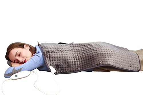 Ruqiji 17''x33'' XXXL King Size Heating Pad with Fast-Heating Technology&6 Temperature Settings, Flannel Electric Heating Pad/Pain Relief for Back/Neck/Shoulders/Abdomen/Legs (Dark Grey)