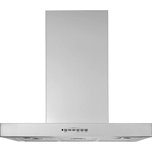 GE Wall Mount Range Hood | 30 Inch Kitchen Exhaust Fan with 4 Speeds, Dimmable LED Lights | Chef Connect Remote Control Included | Designer Kitchen Vent for Entertainers | 350 CFM | Stainless Steel