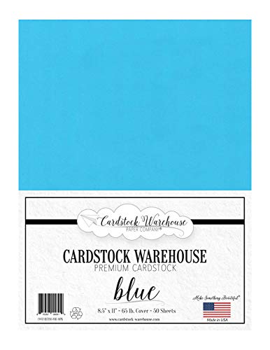 Blue Cardstock Paper - 8.5 x 11 inch - 65 lb. - 50 Sheets 100% Recycled Cover from Cardstock Warehouse