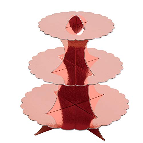 3- Tier Rose Gold Cardboard Cupcake Stand Dessert Stand Reusable Mini Cake Stand