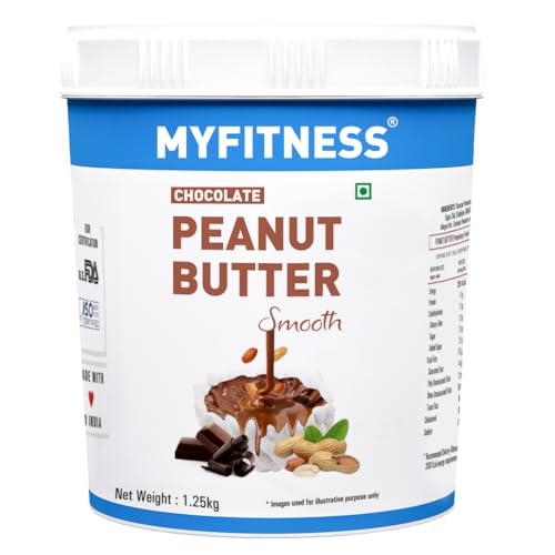 MYFITNESS Peanut Butter Chocolate Flavour, Smooth 1.25kg | 22g Protein | Tasty & Healthy Nut Butter Spread | Vegan | Cholesterol Free & Gluten Free | Zero Trans Fat | Creamy Peanut Butter
