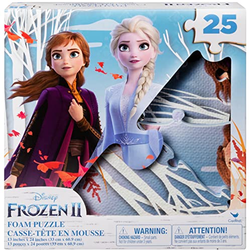 Disney Frozen 2, 25-Piece Foam Jigsaw Puzzle Toy for Girls & Boys Elsa Anna Olaf Winter Snow Movie Merch Party Favor, for Kids Ages 4 and up