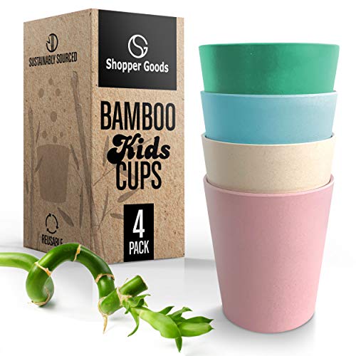 Shopper Goods Bamboo Cups Kids Toddler Multi-Color (4 Pack / 10 Oz)