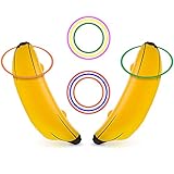 June Fox Inflatable Banana Ring Toss Game for Bachelorette Party, Bridal Shower Decorations for Engagement Party, Lingerie Party (2 Pieces 26" Bananas & 6 Pcs Toss Rings)