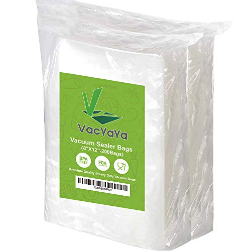 Premium!200 Quart 8 x 12 Inch Vacuum Sealer Storage Bags Size for Food Saver,Vac Seal a Meal Bags BPA Free, Heavy Duty Commercial Grade Freezer & Sous Vide Vaccume Safe PreCut Bag
