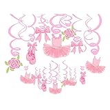 Ballerina Birthday Party Decorations Ballerina Birthday Party Supplies Pink Tutus Ballet Shoes Bow-Knot Rose Ballerina Birthday Party Supplies Theme Party - 30Ct Ballerina Hanging Swirl Decorations